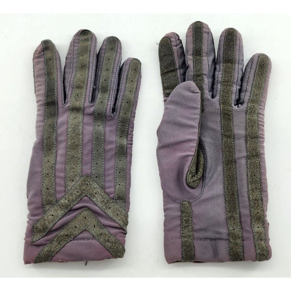 VTG‎ Women's Isotoner Gray Classic Lined Driving Gloves One Size Nylon Blend